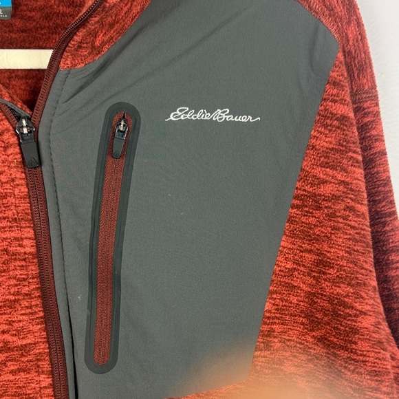 Eddie Bauer Men's Heathered Brick Red/Rust Full-Zip XL Jacket Gray Chest Panel - Picture 4 of 10